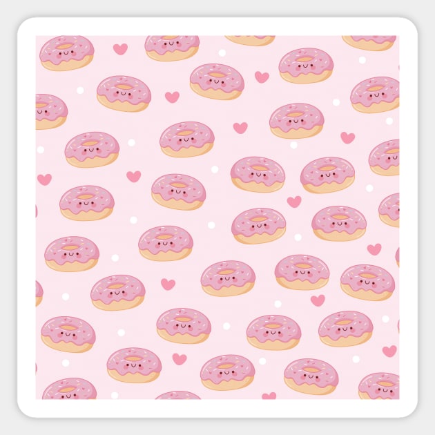 Kawaii Pink Donut Pattern Sticker by esturgeo